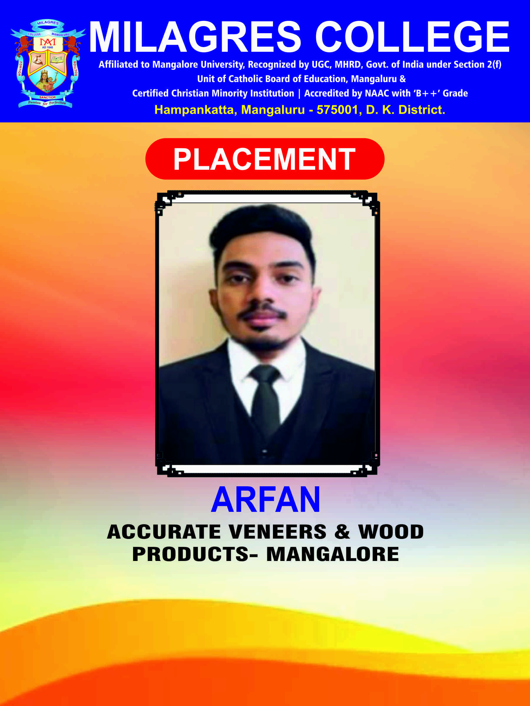 Successfully placed student